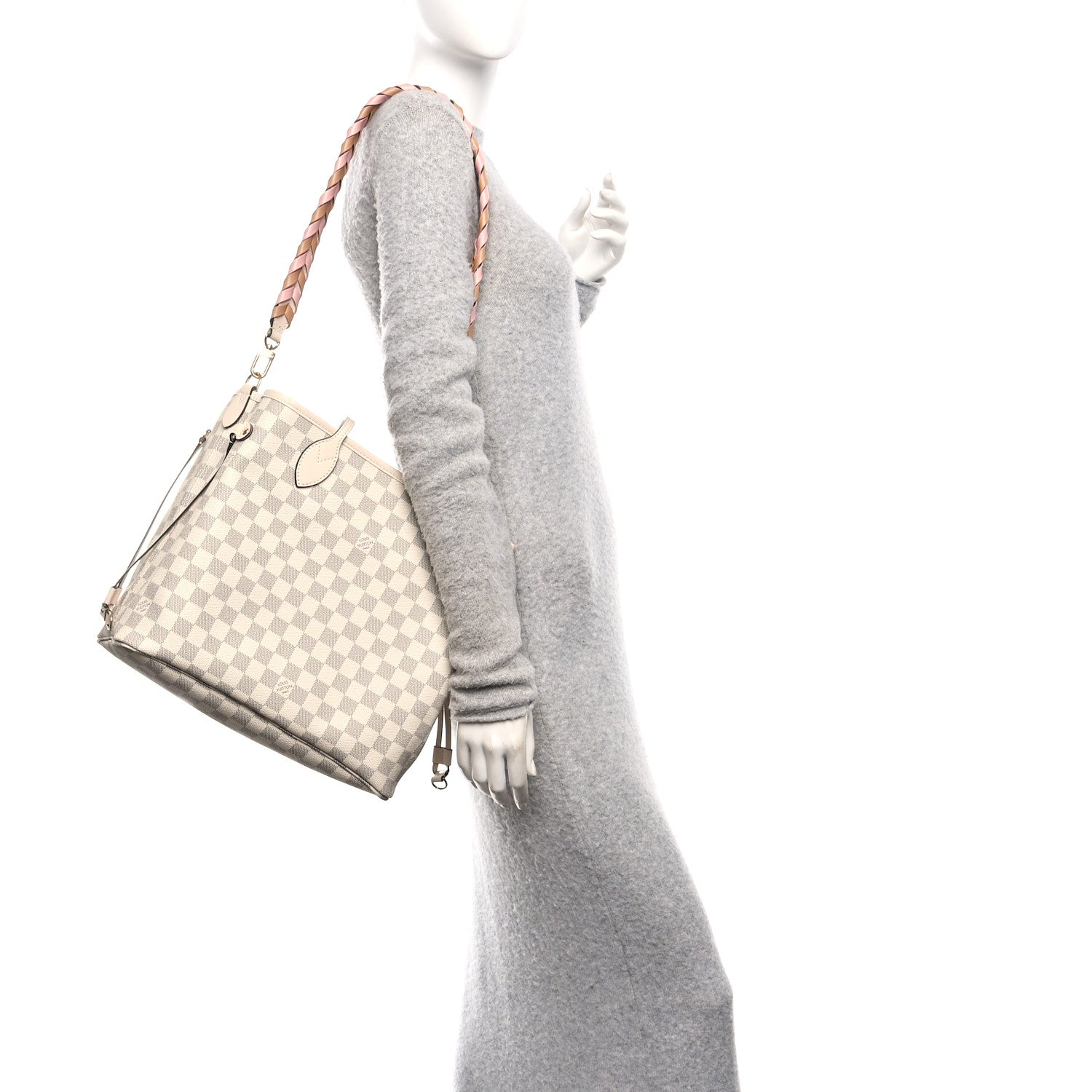 Louis Vuitton Damier Azur Braided Neverfull MM Pink 2 of 10