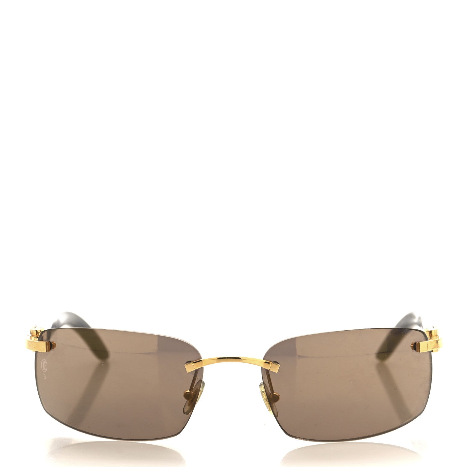 Cartier Metal Buffalo Horn Square Sunglasses Gold 2 of 7