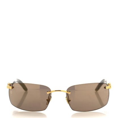 Cartier Metal Buffalo Horn Square Sunglasses Gold 2 of 7