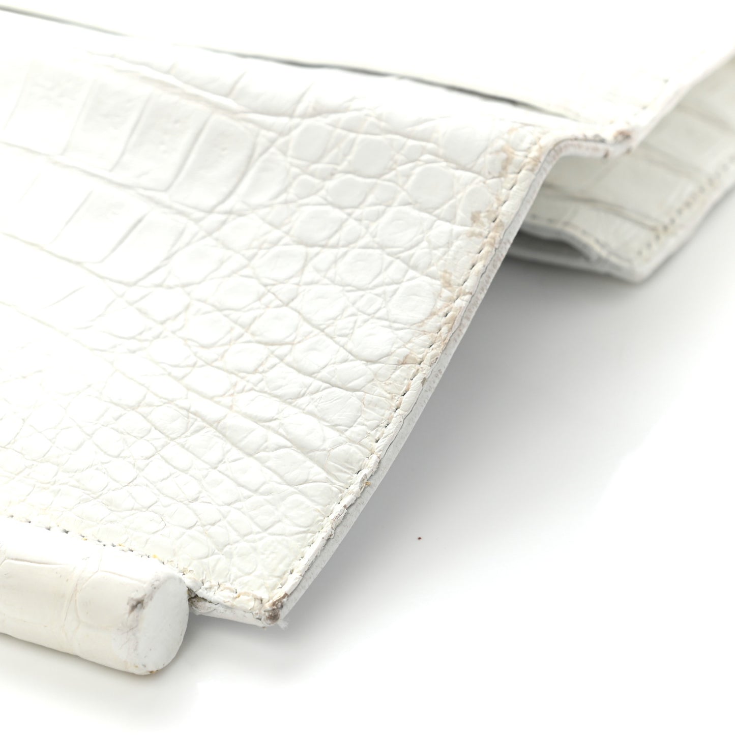 Crocodile Foldover Clutch White