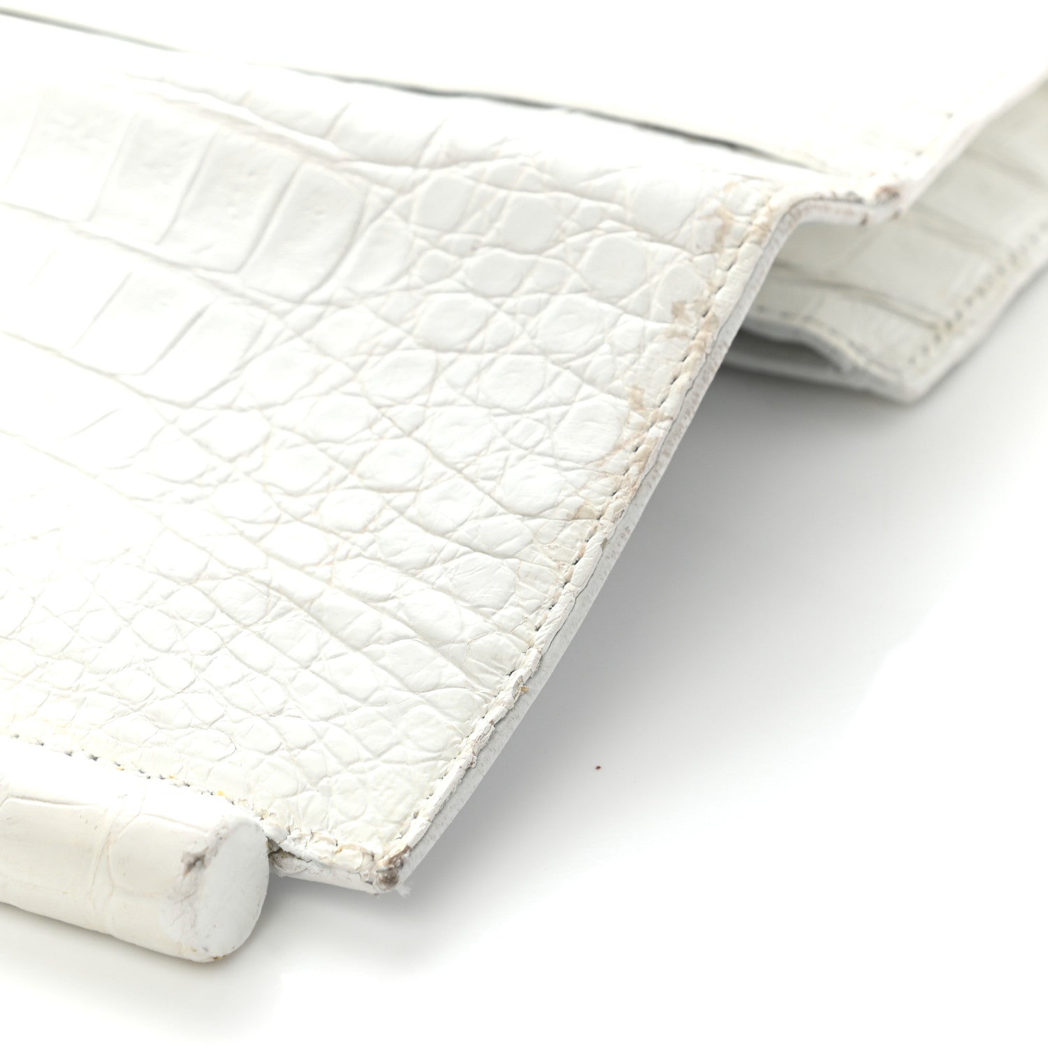 Nancy Gonzalez Crocodile Foldover Clutch White 11 of 13