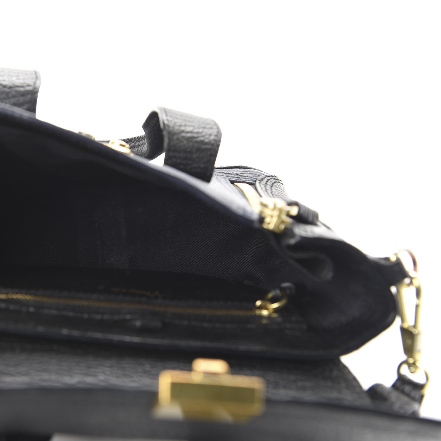 3.1 Phillip Lim 3.1 Textured Calfskin Bi-Color Mini Pashli Satchel Black Navy 5 of 10