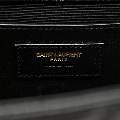 Saint Laurent Grain De Poudre Textured Mixed Matelasse Triquilt Medium Monogram Satchel Black 6 of 9