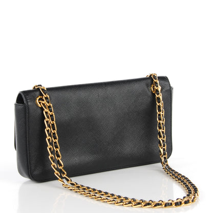 Prada Saffiano Lux Chain Shoulder Bag Black 3 of 10