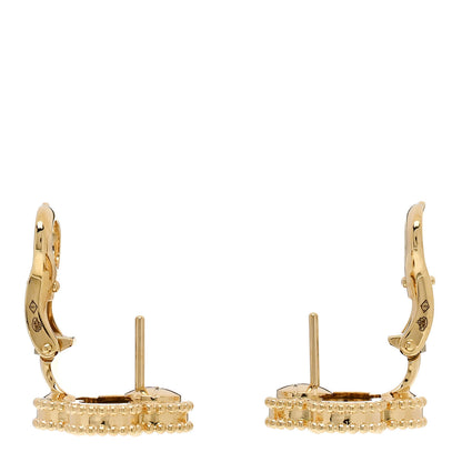 Van Cleef & Arpels 18K Yellow Gold Tiger's Eye Vintage Alhambra Earrings 3 of 5