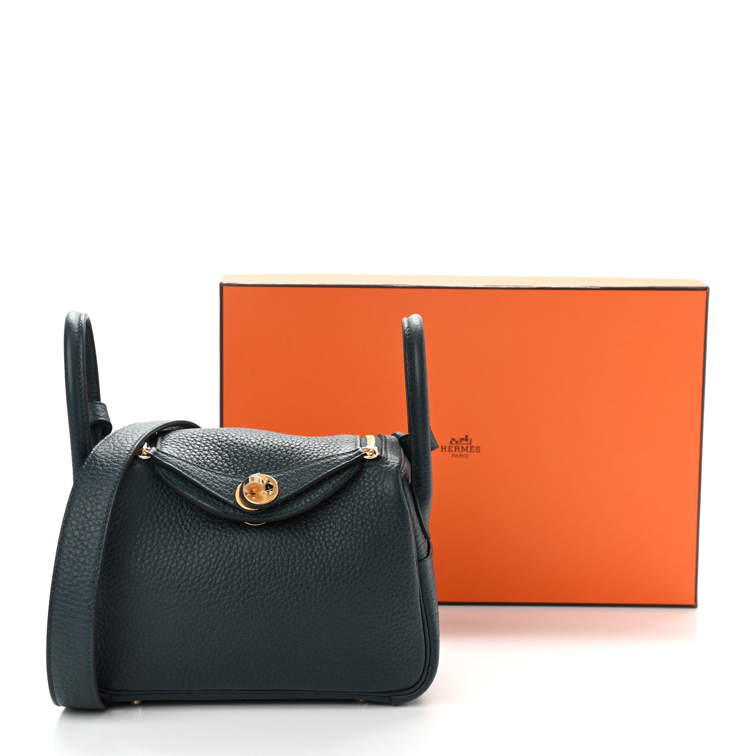 Hermes Taurillon Clemence Mini Lindy 20 Vert Cypress 10 of 10