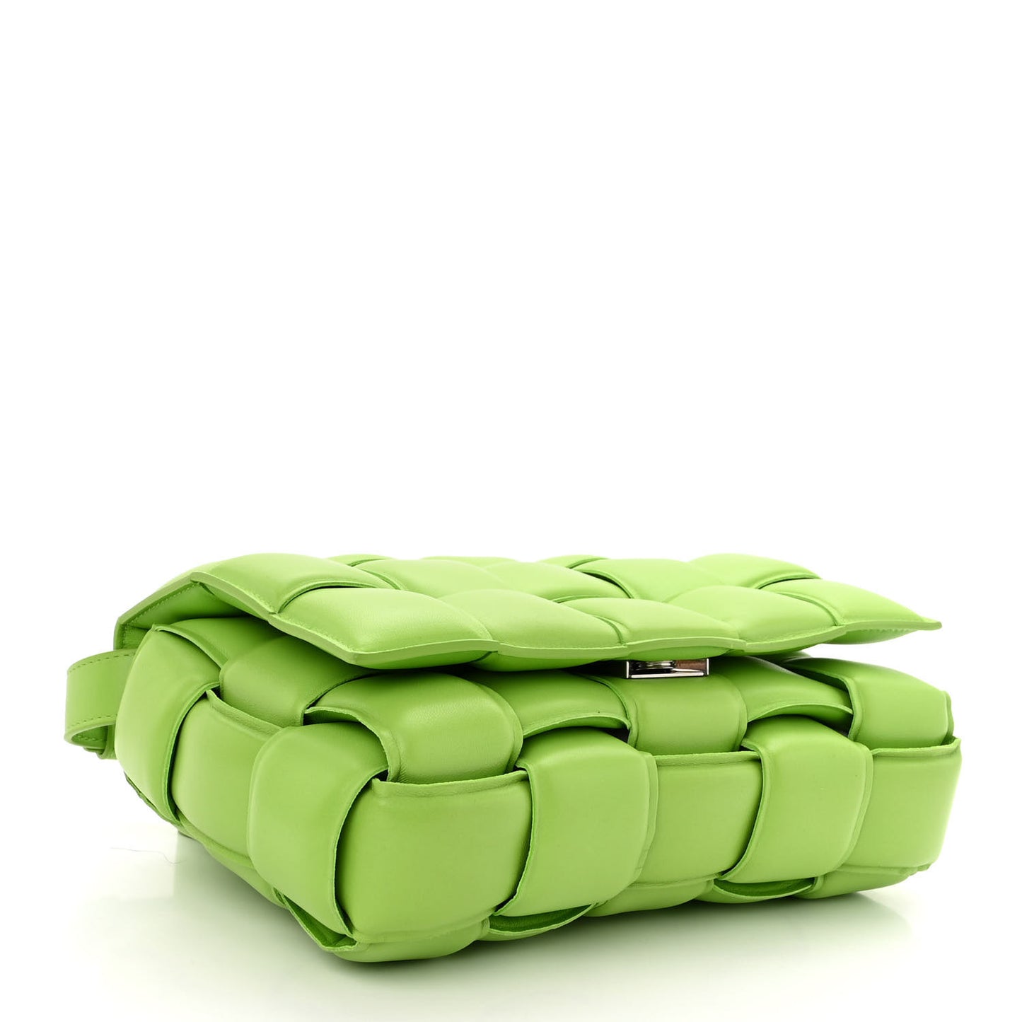 Nappa Maxi Intreccio Padded Cassette Crossbody Bag Acid Green
