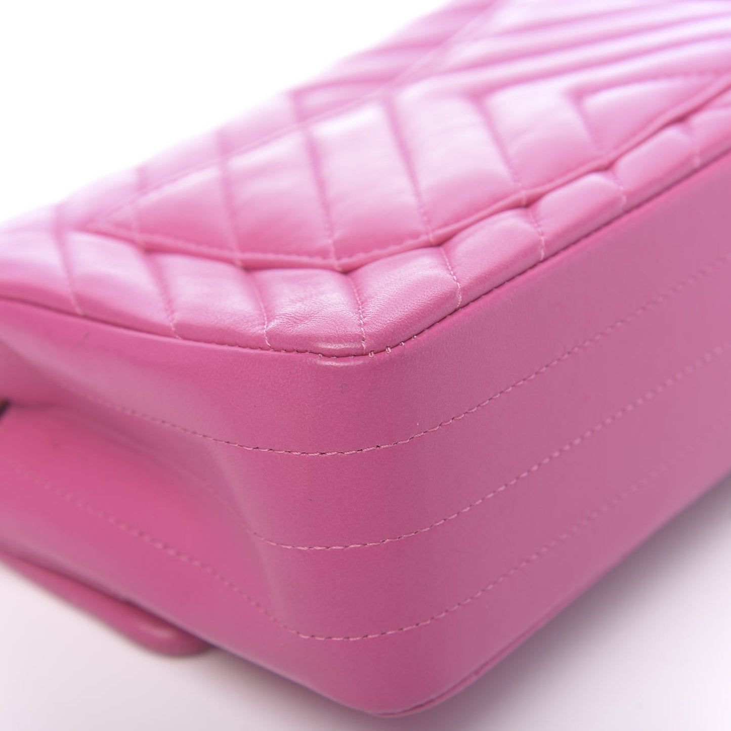 Lambskin Chevron Quilted Mini Rectangular Flap Fuchsia