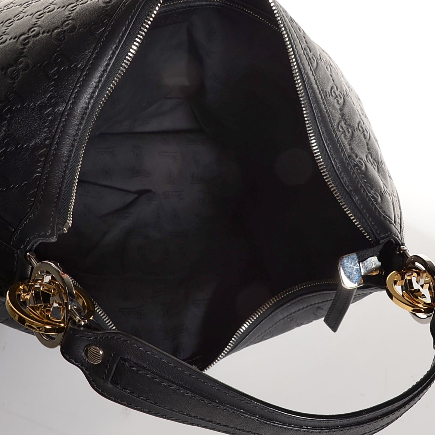Guccissima Large GG Twins Hobo Black