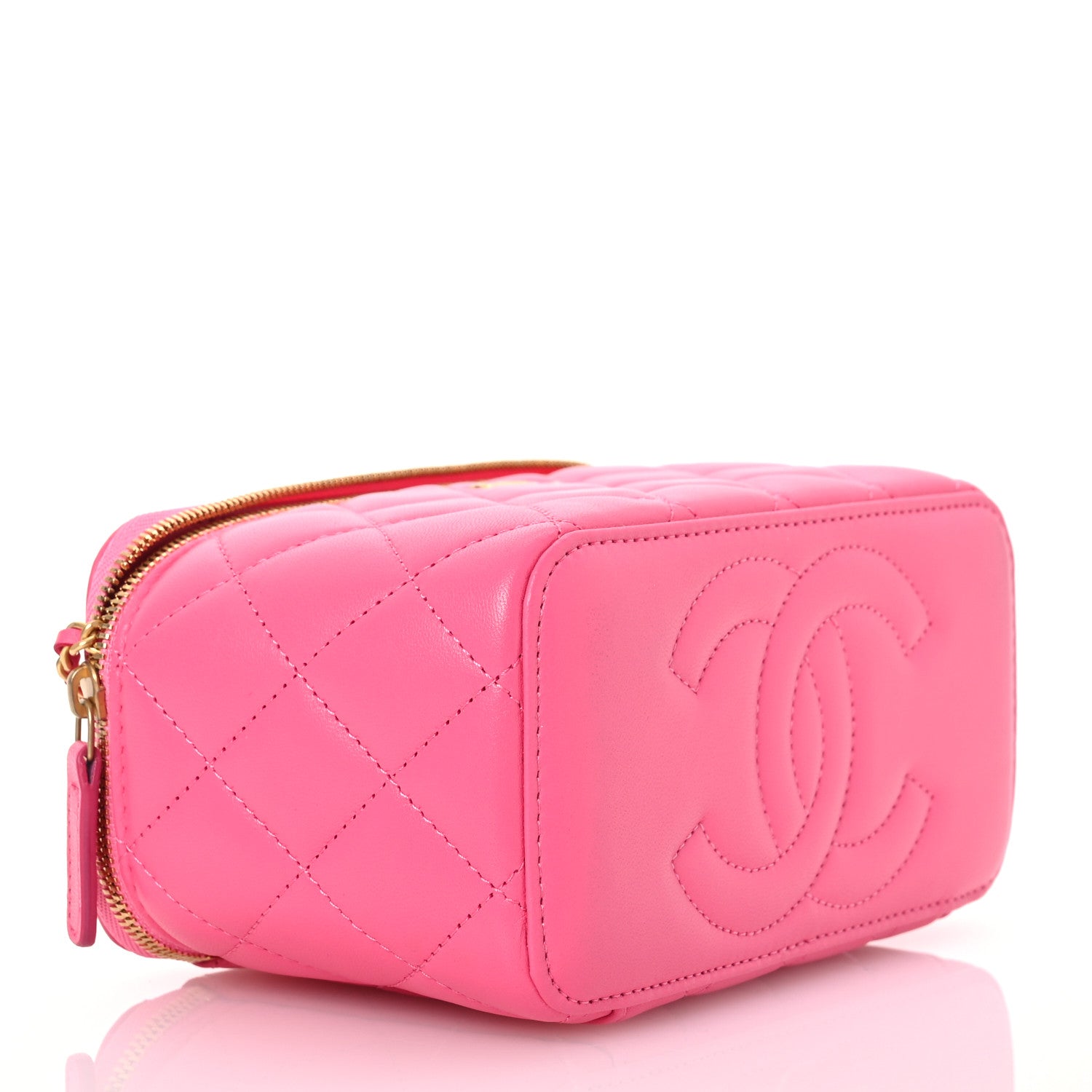 Chanel Lambskin Enamel Quilted Small Coco Hearts Vanity Case With Chain Pink 4 of 12