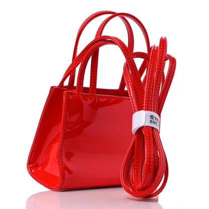 Telfar Patent Vegan Leather Small Shopping Bag Red 3 of 8