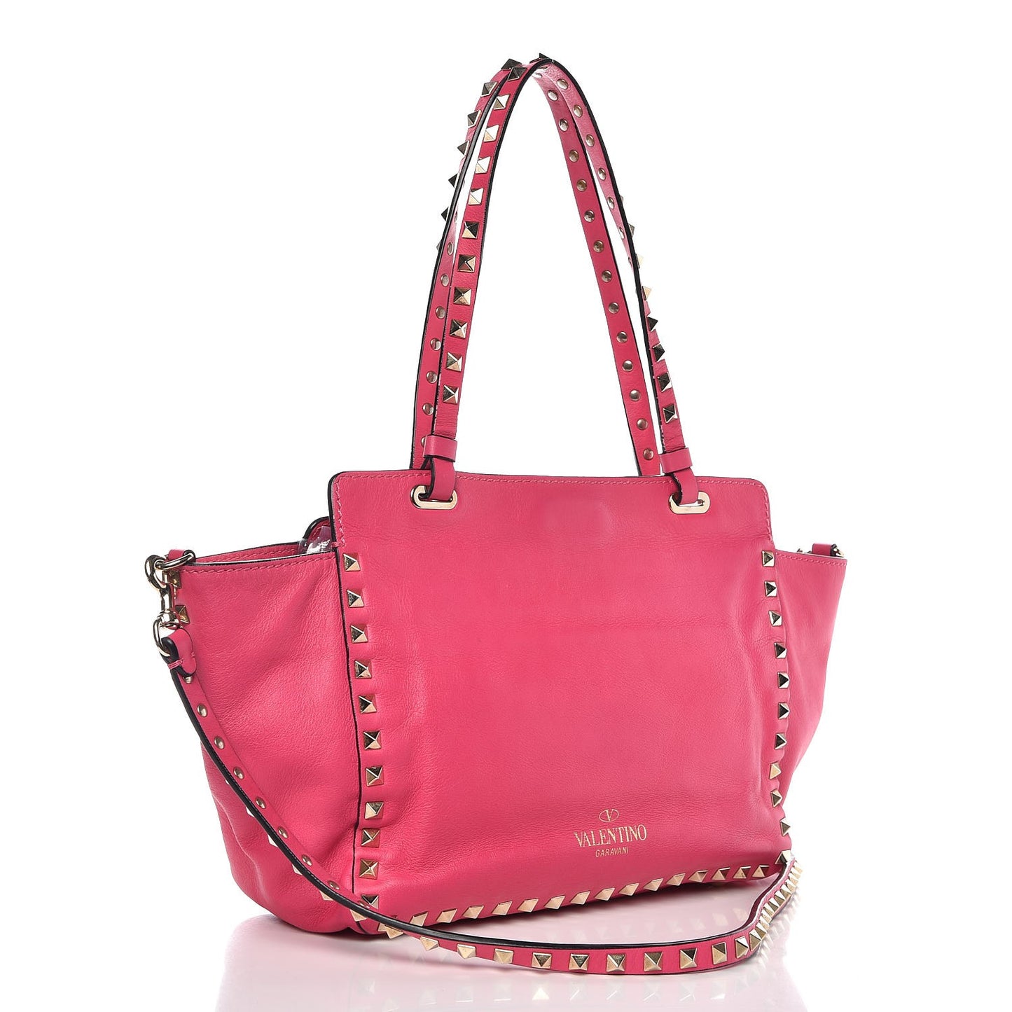 Vitello Small Rockstud Tote Raspberry