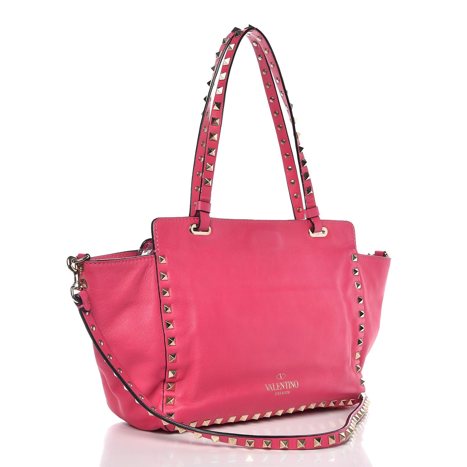 Valentino Garavani Vitello Small Rockstud Tote Raspberry 4 of 12