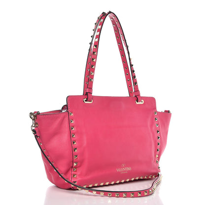 Valentino Garavani Vitello Small Rockstud Tote Raspberry 4 of 12