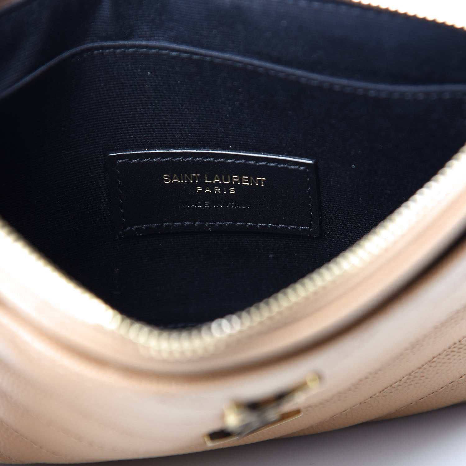 Saint Laurent Grain De Poudre Chevron Monogram Bill Pouch Dune 6 of 8