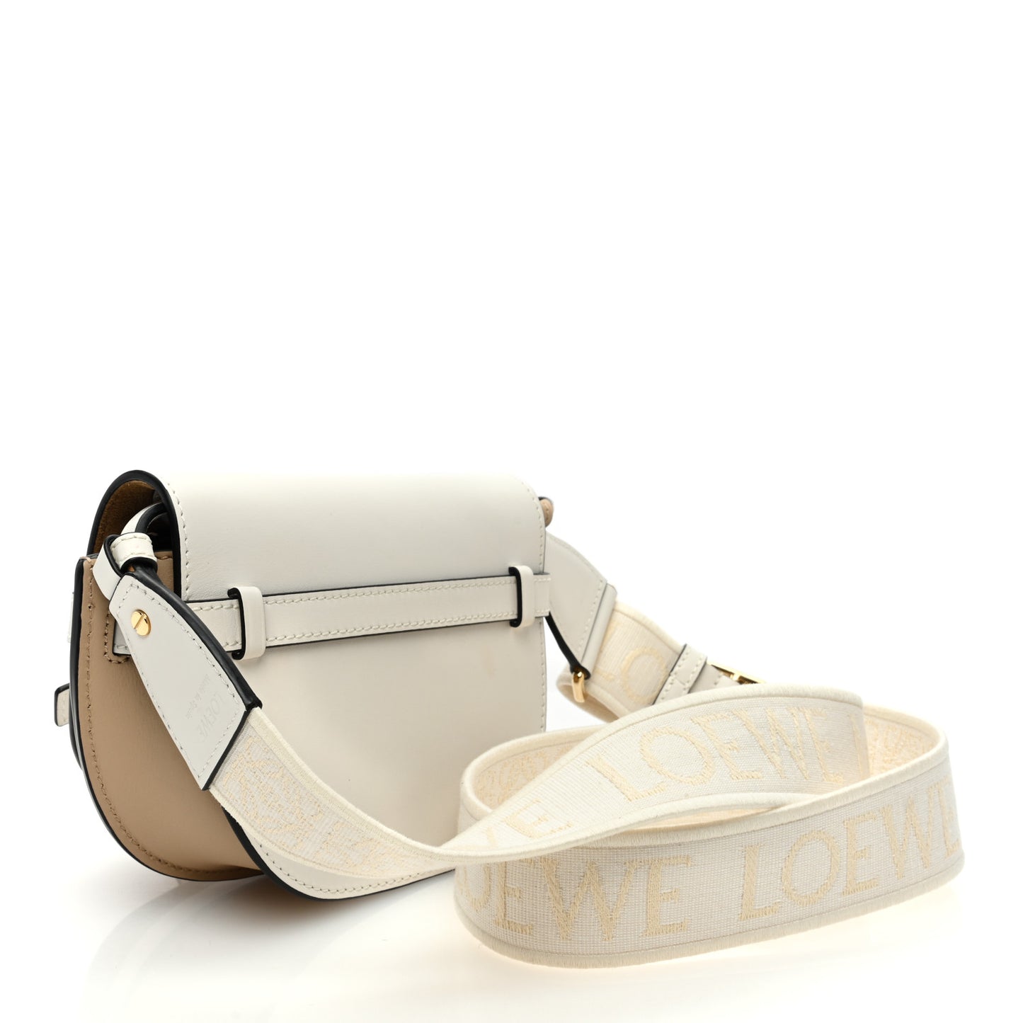 Calfskin Jacquard Mini Gate Dual Bag Soft White Paper