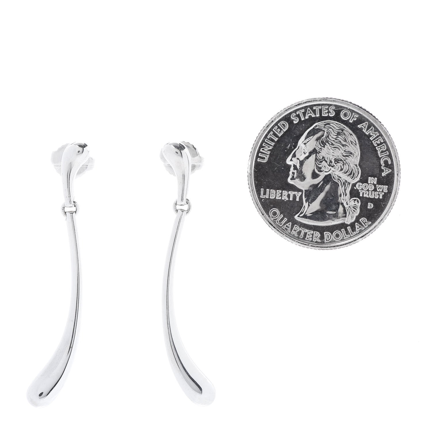 Tiffany Sterling Silver Elsa Peretti Teardrop Link Earrings 2 of 5