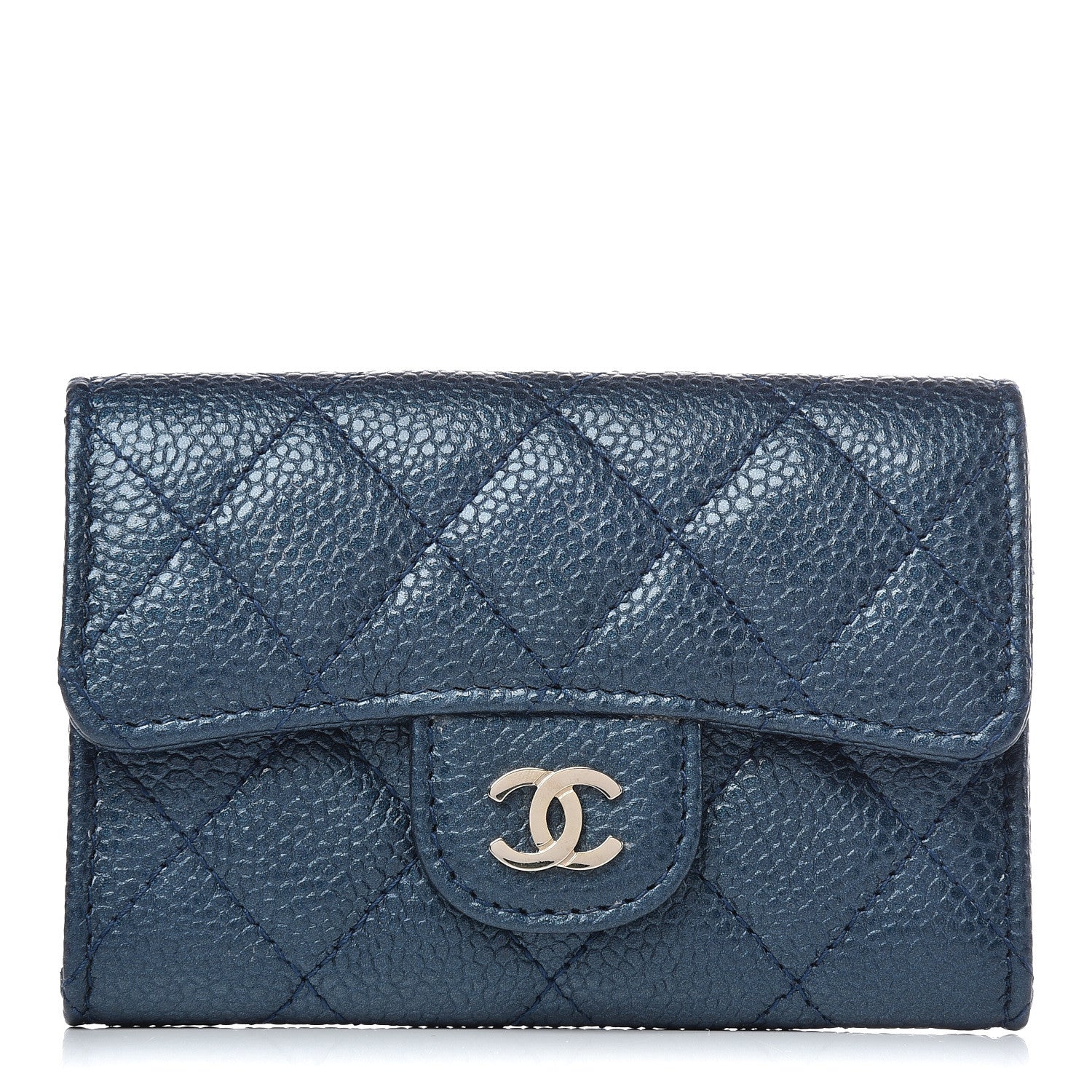 Chanel Iridescent Caviar Quilted Flap Card Holder Dark Blue 1 of 13