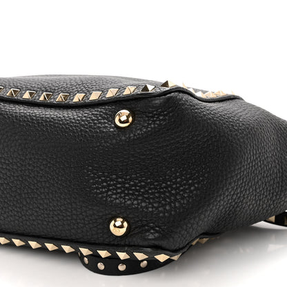 Valentino Garavani Grained Calfskin Small Rockstud Tote Black 8 of 9