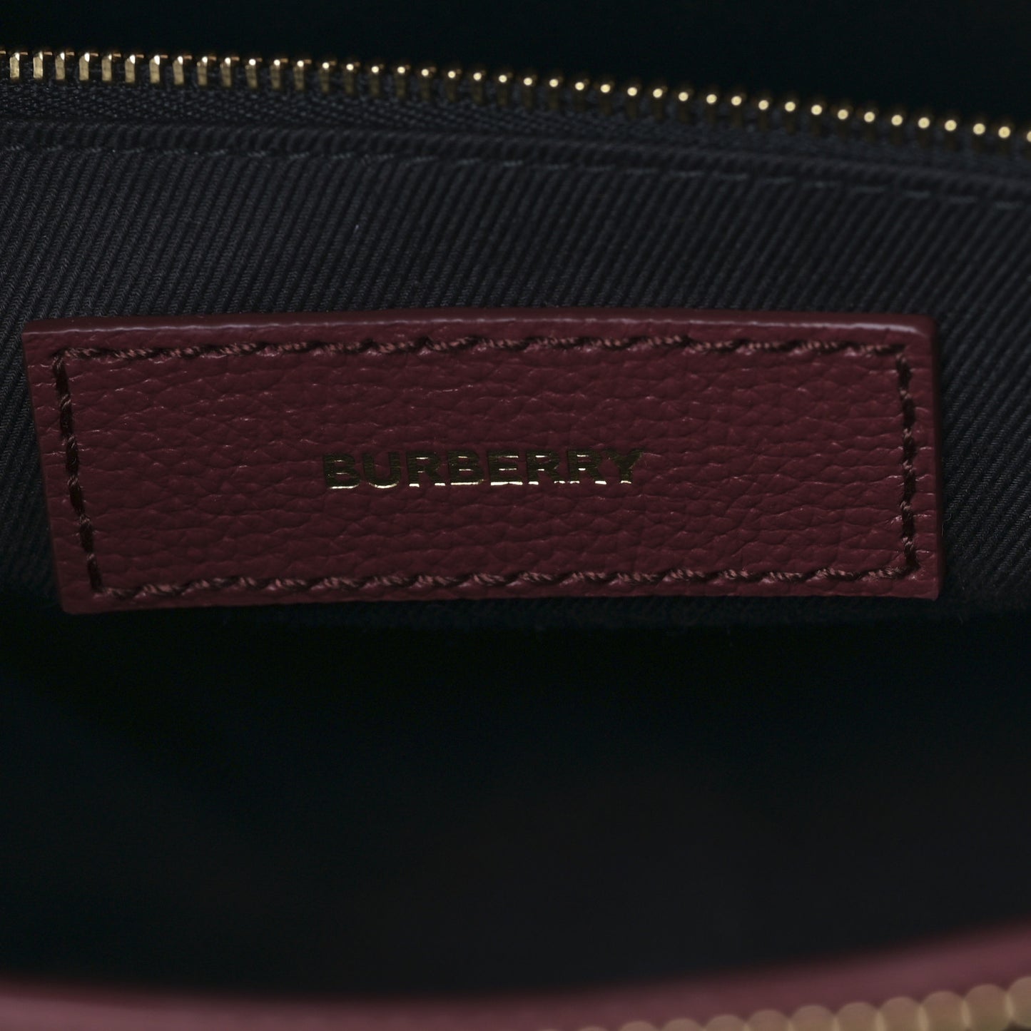 Grainy Calfskin House Check Small Banner Tote Crimson