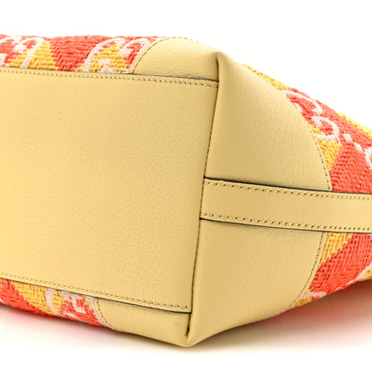 Gucci Straw Textured Dollar Calfskin Cancun Medium Ophidia Shopping Tote Orange Yellow 9 of 11