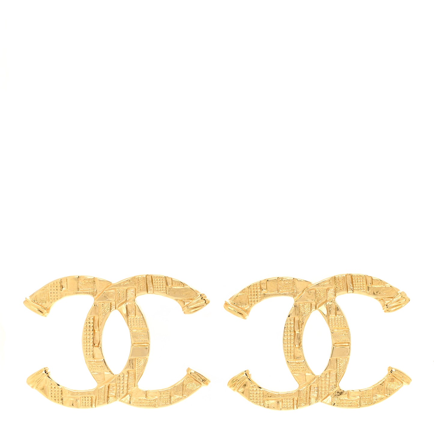 Metal Tweed Effect CC Earrings Gold
