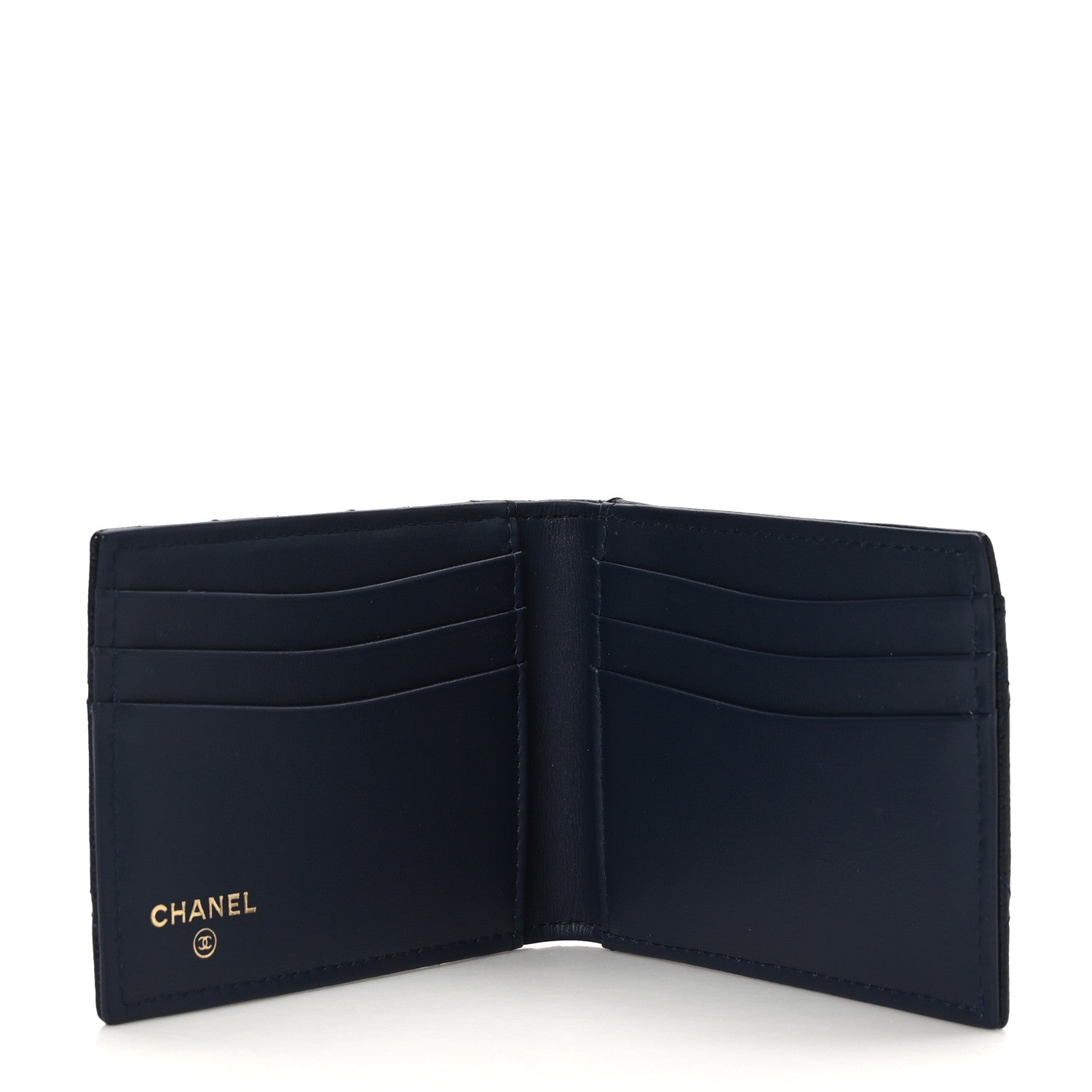 Chanel Caviar Quilted Bi-Fold Wallet Dark Blue 5 of 7