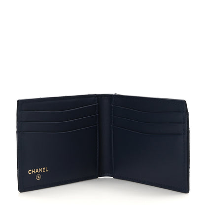 Chanel Caviar Quilted Bi-Fold Wallet Dark Blue 5 of 7