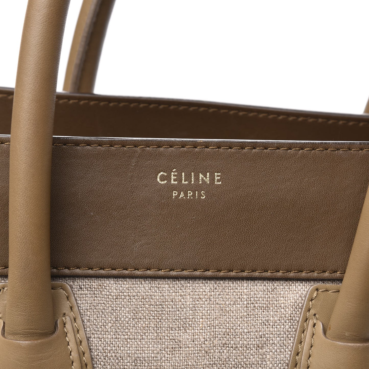 Natural Canvas Smooth Calfskin Mini Luggage Brown