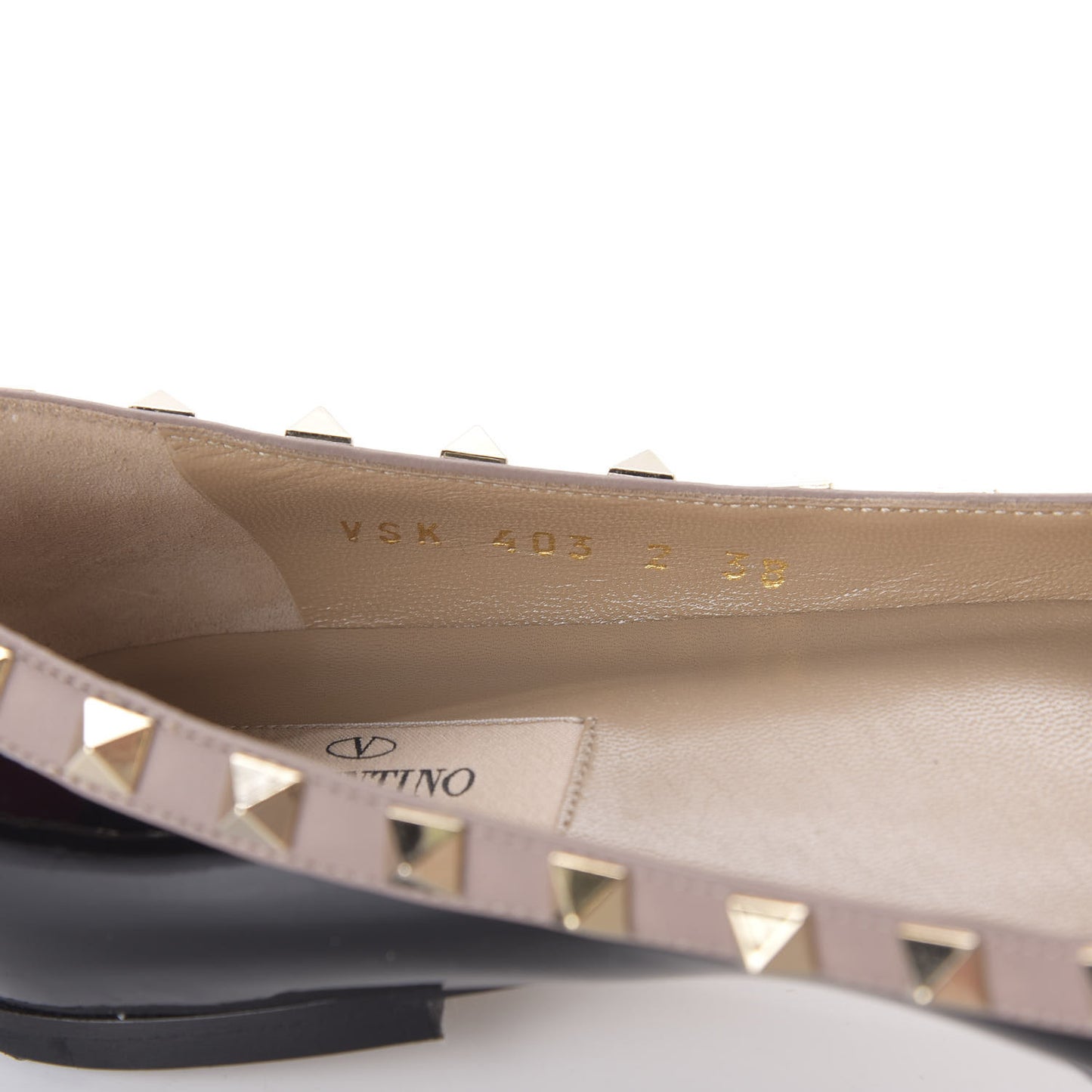 Patent Nappa Rockstud Ballerina Flats 38 Black Poudre