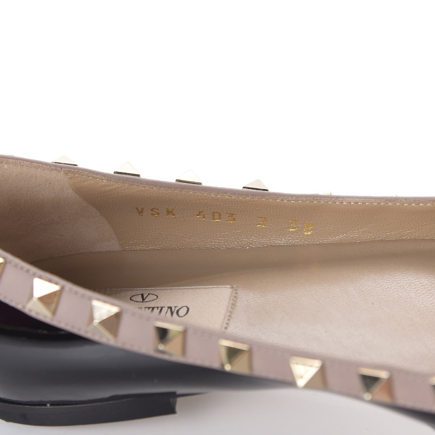 Valentino Garavani Patent Nappa Rockstud Ballerina Flats 38 Black Poudre 8 of 9
