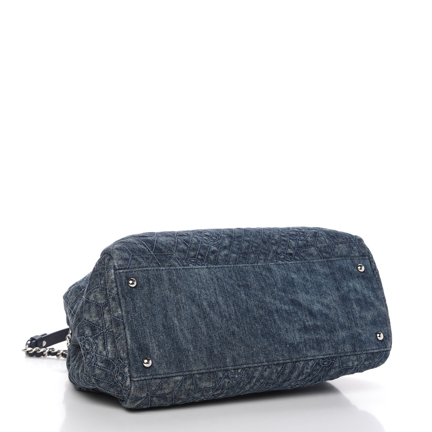 Chanel Denim Camellia Embroidered Large Just Mademoiselle Blue 4 of 10