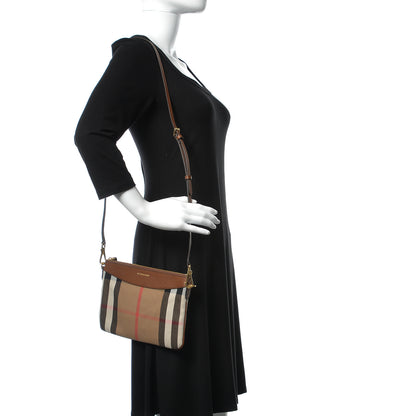 Burberry House Check Derby Peyton Crossbody Clutch Bag Tan 2 of 12