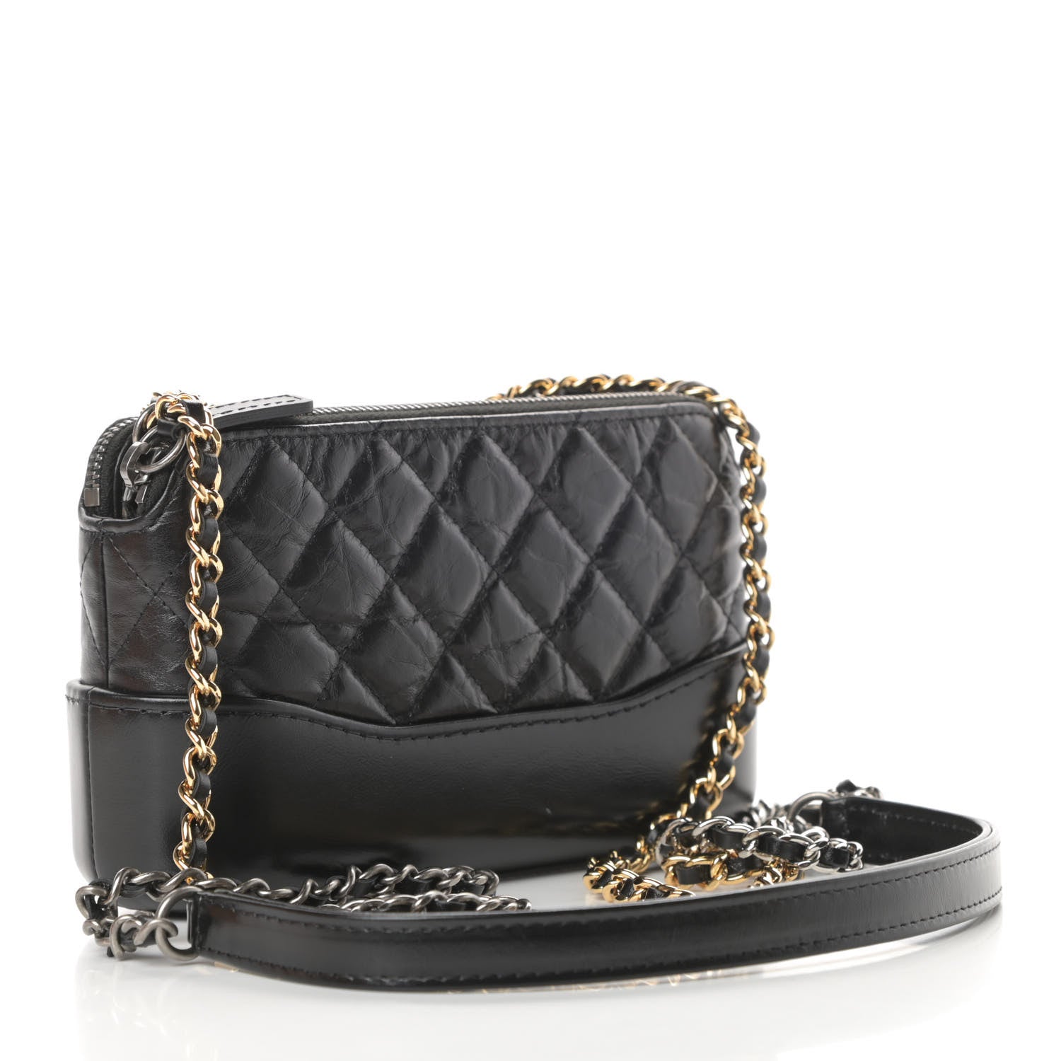 Chanel Aged Calfskin Quilted Small Gabrielle Clutch With Chain Black 3 of 17