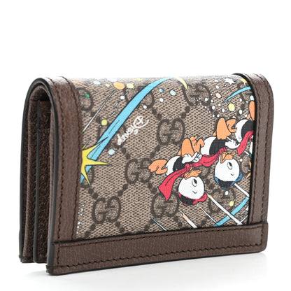Gucci X DISNEY GG Supreme Monogram Donald Duck Interlocking G Card Case Beige Multicolor New Acero 3 of 8