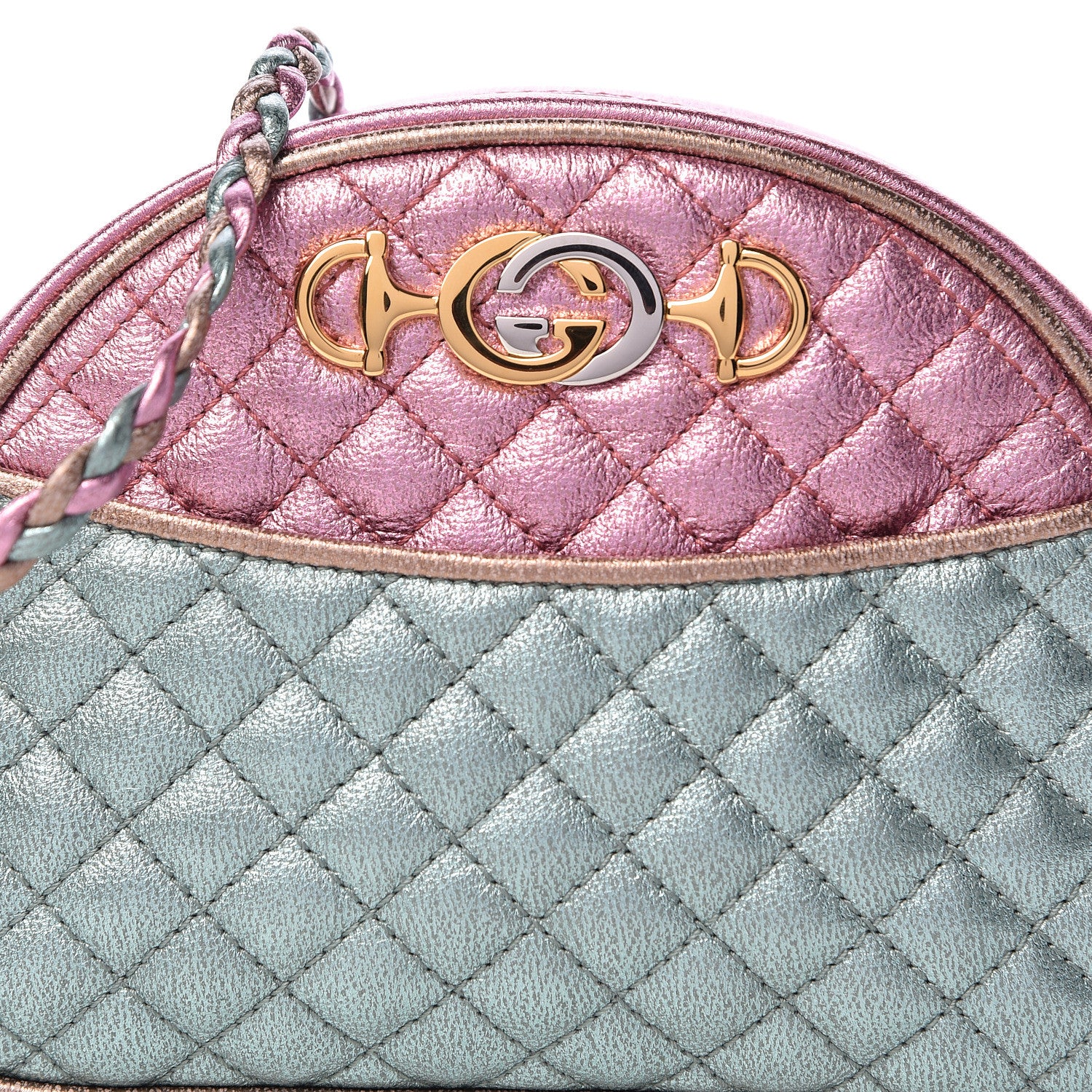 Gucci Laminated Nappa Trapuntata Mini Zumi Dome Shoulder Bag Rosa Lago Rame 10 of 10