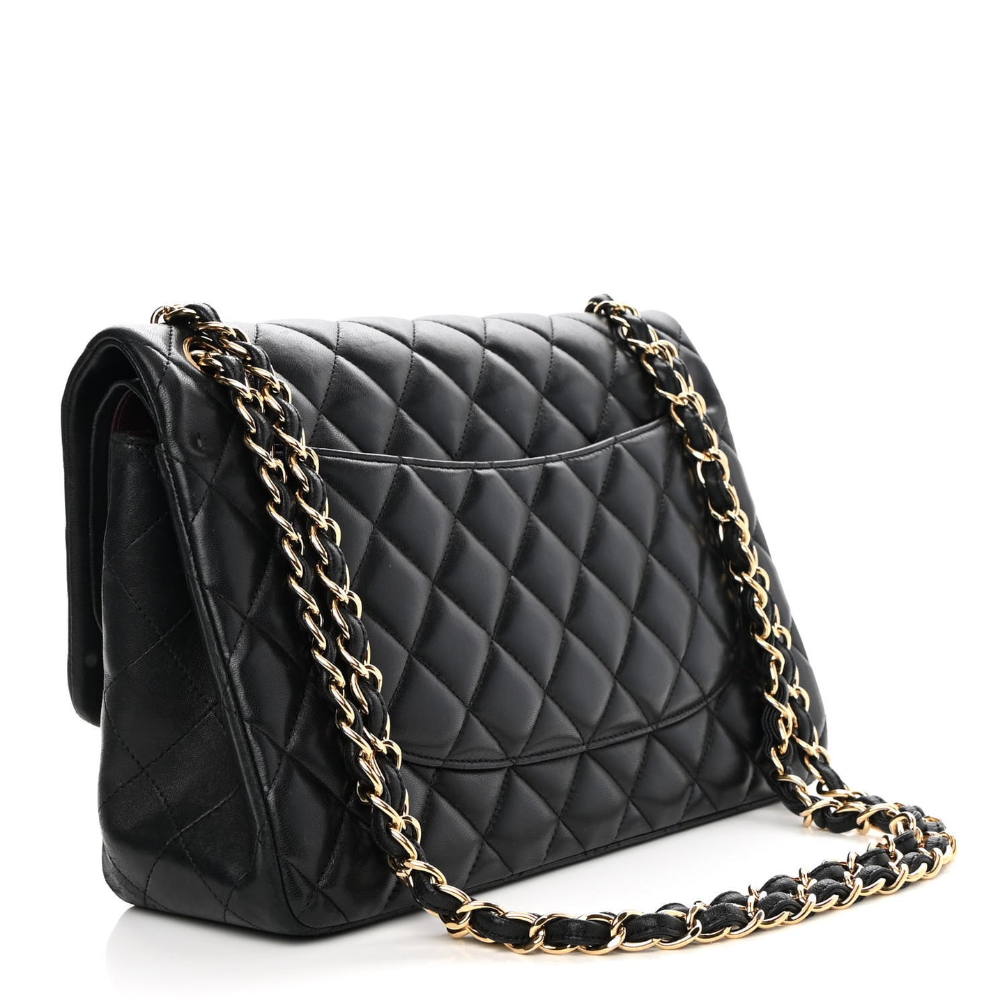 Lambskin Quilted Jumbo Double Flap Black