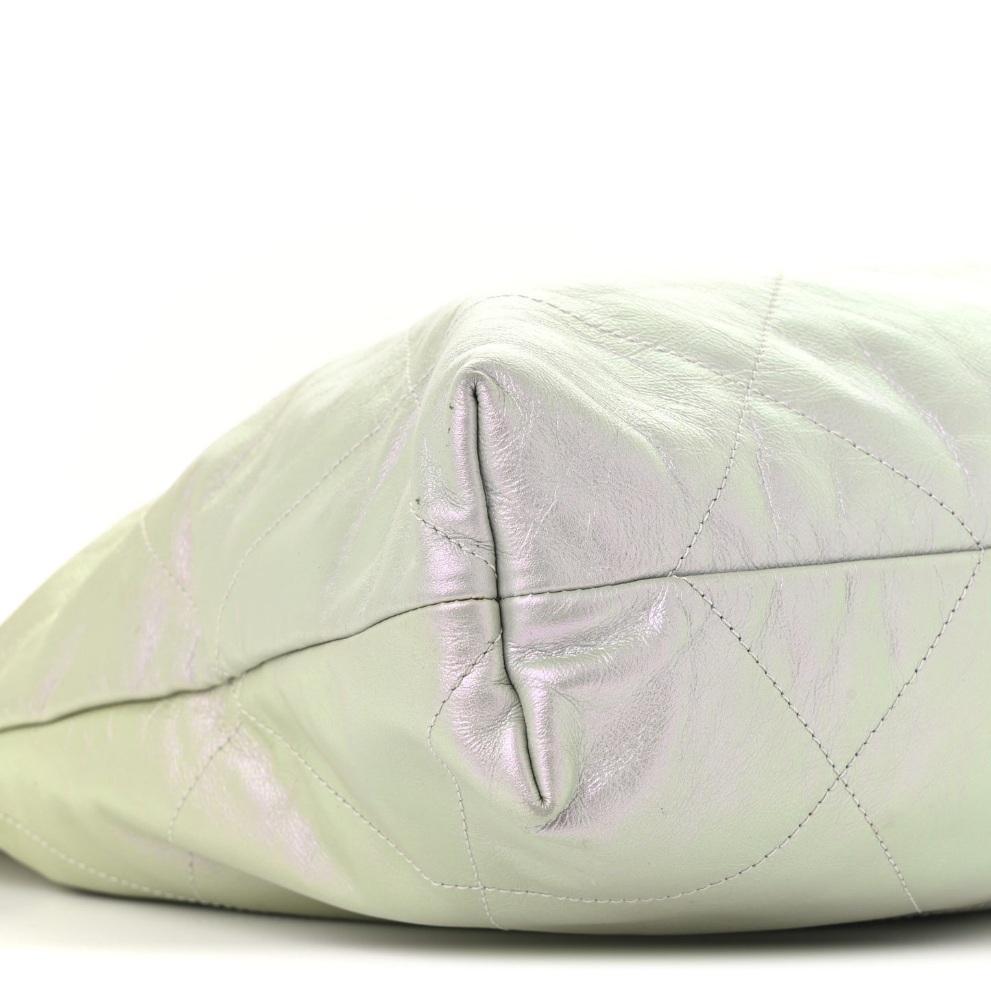 Iridescent Calfskin Quilted Chanel 22 Blue Green