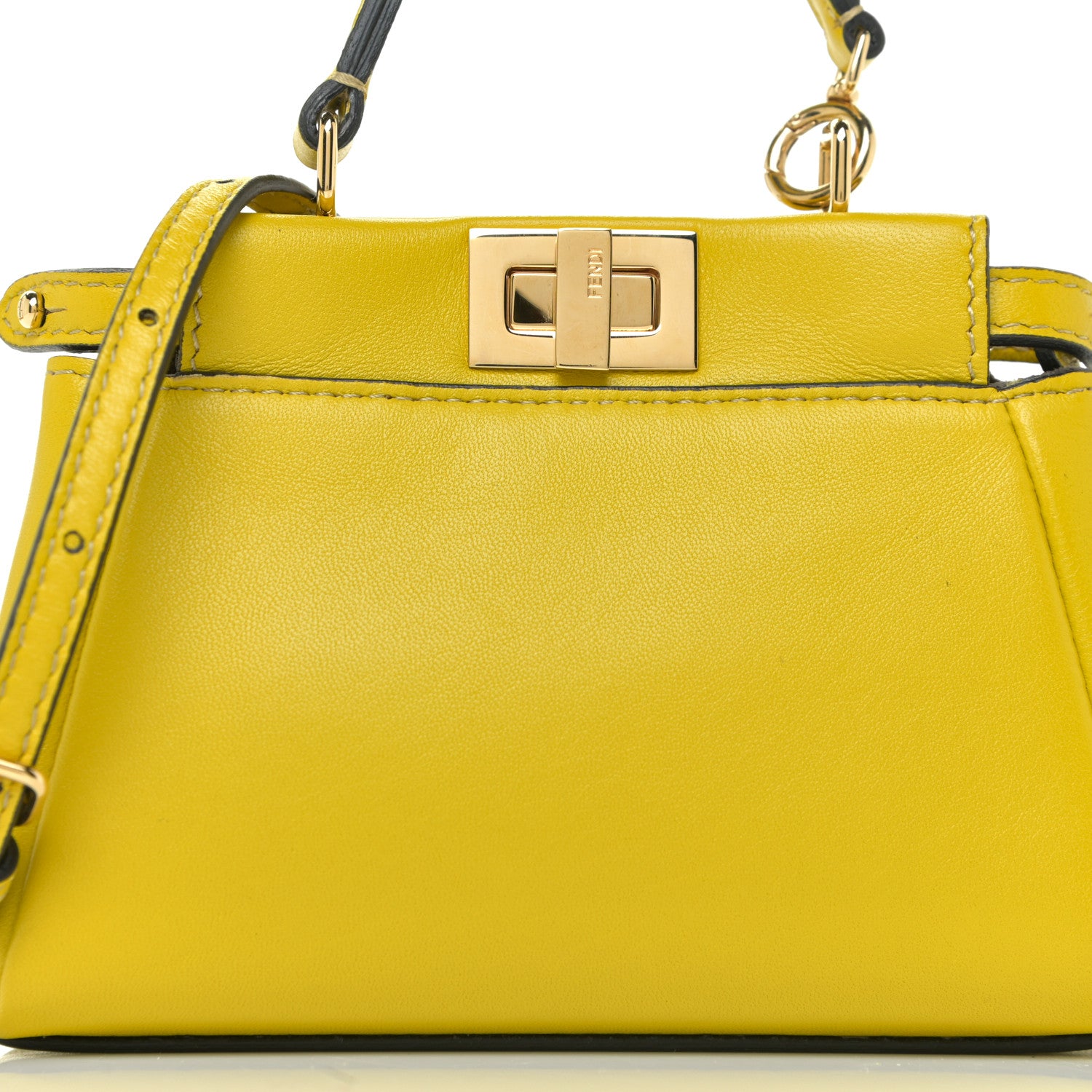 Fendi Shiny Nappa Micro Peekaboo Iconic Satchel Lime 9 of 11