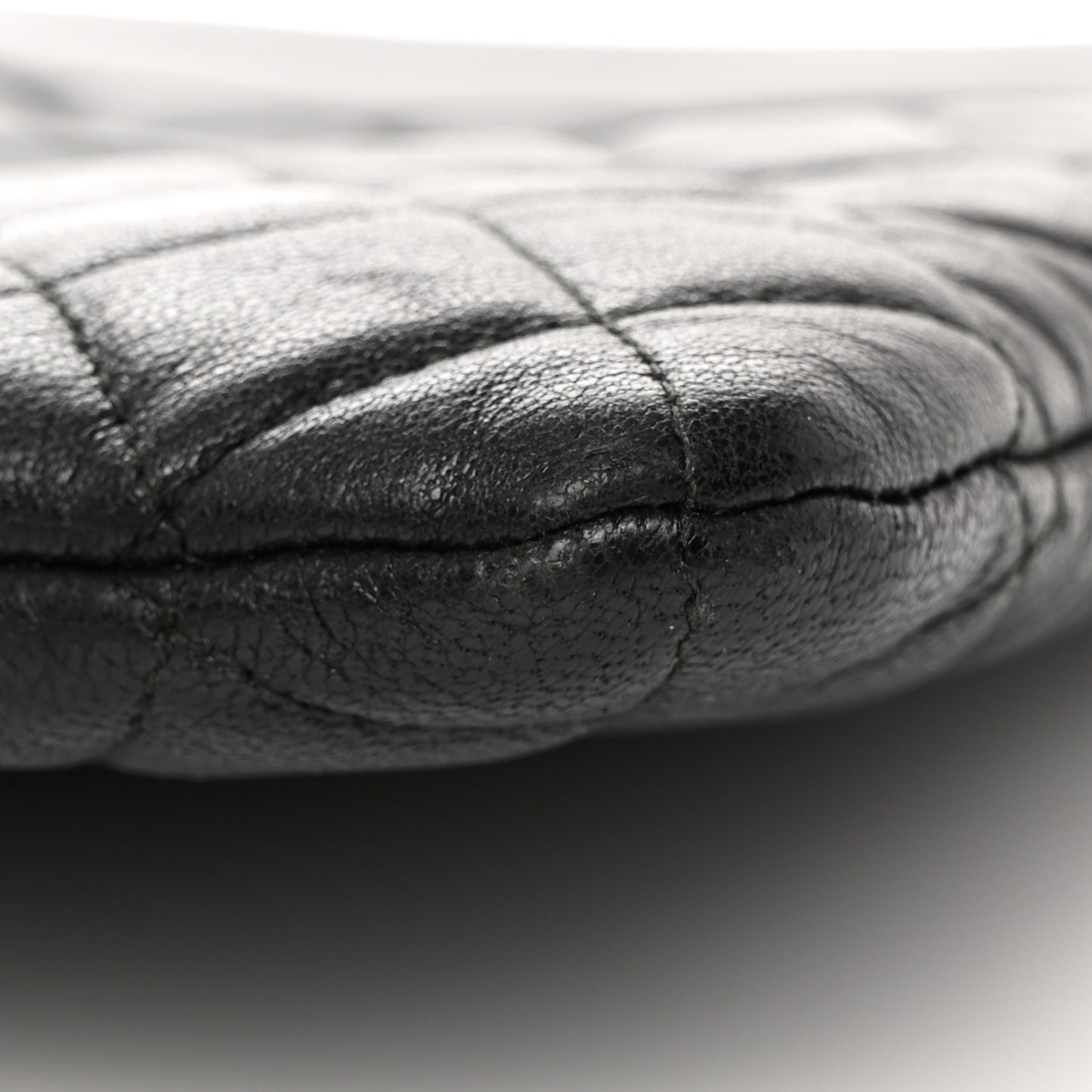 Lambskin Quilted Large Vintage Mademoiselle Cosmetic Case Black
