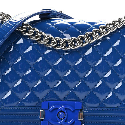 Chanel Patent Calfskin Quilted Medium Plexiglass Boy Flap Blue 8 of 10