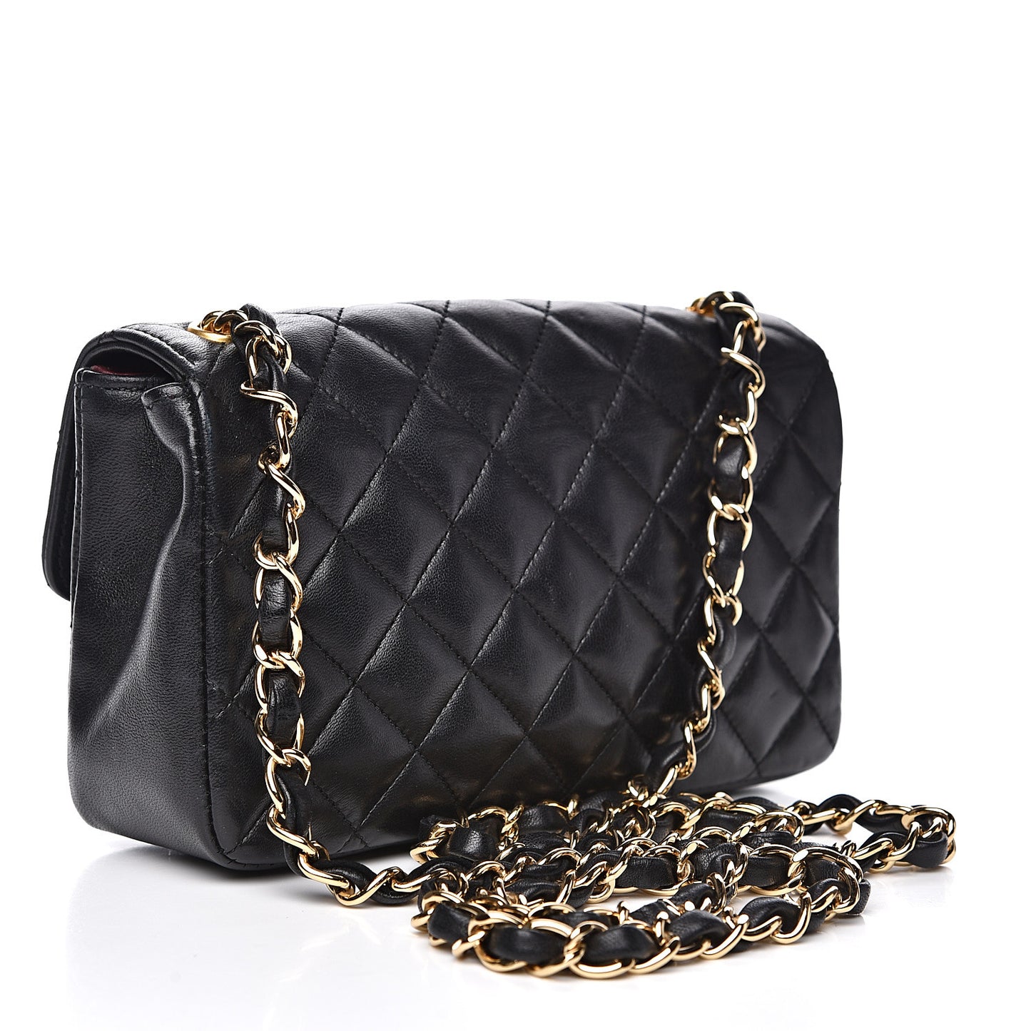 Lambskin Quilted Mini Rectangular Flap Bag Black