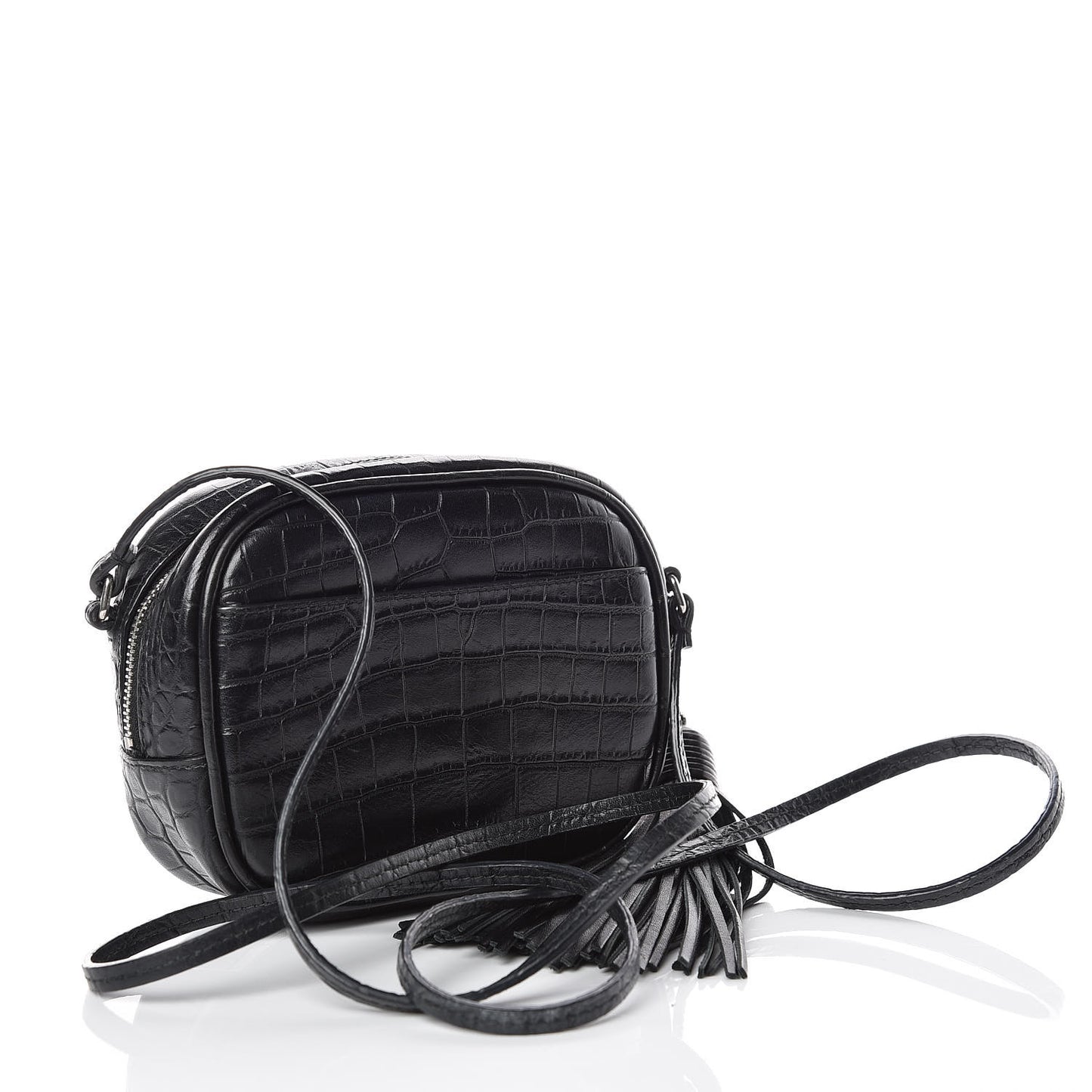 Calfskin Crocodile Embossed Monogram Blogger Bag Black
