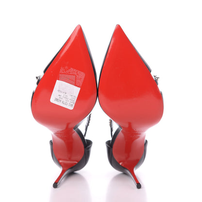 Christian Louboutin Kid PVC Spike Cross 100 Pumps 39.5 Black Silver 6 of 11