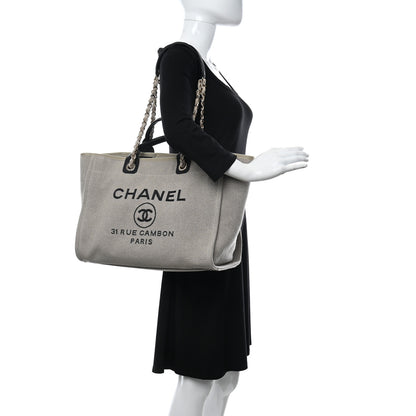 Chanel Mixed Fibers Medium Deauville Tote Beige Black 2 of 11