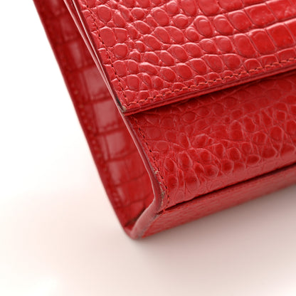 Saint Laurent Calfskin Crocodile Embossed Medium Classic Monogram Kate Tassel Satchel New Red 11 of 11