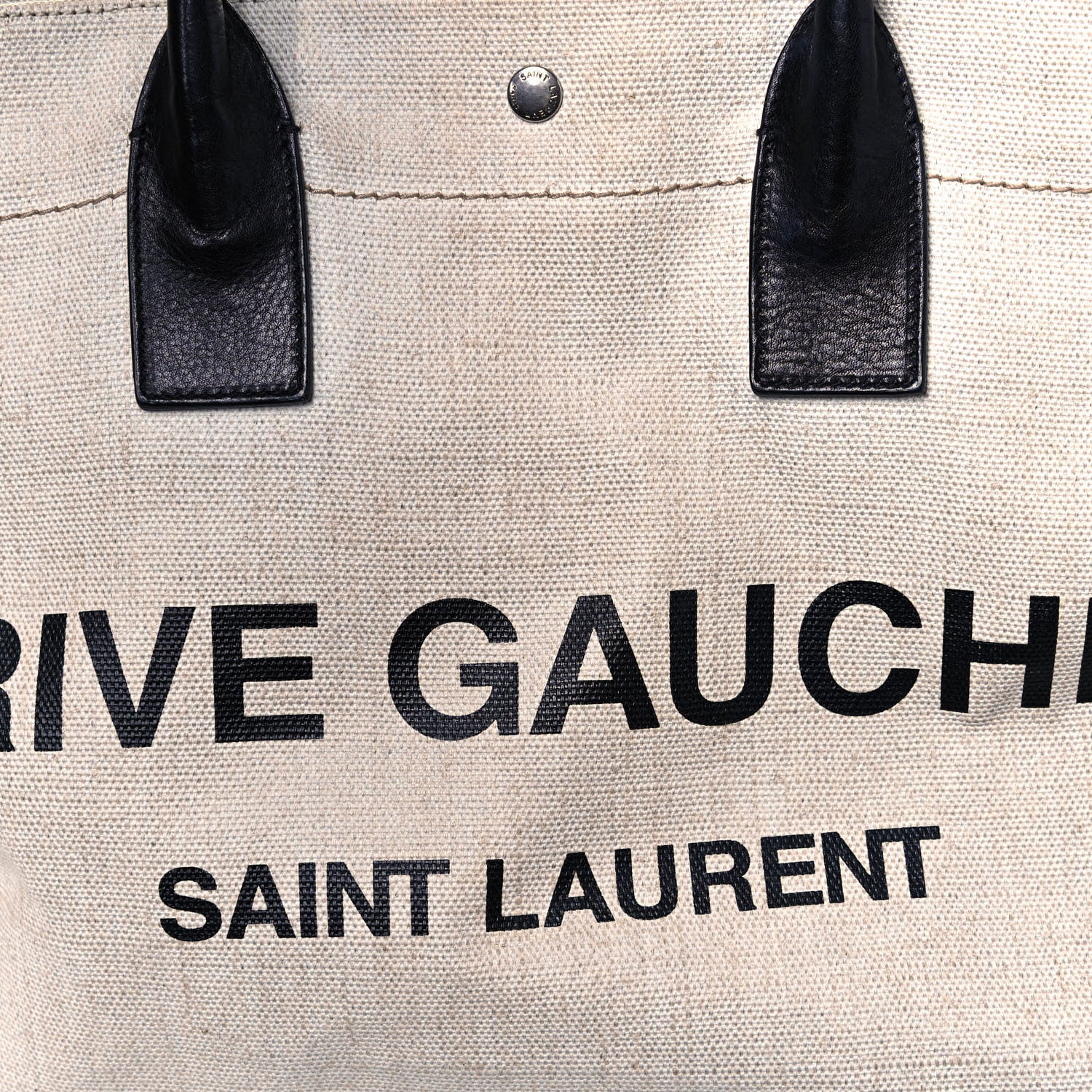 Saint Laurent Linen Calfskin Rive Gauche Tote Optic White 8 of 14