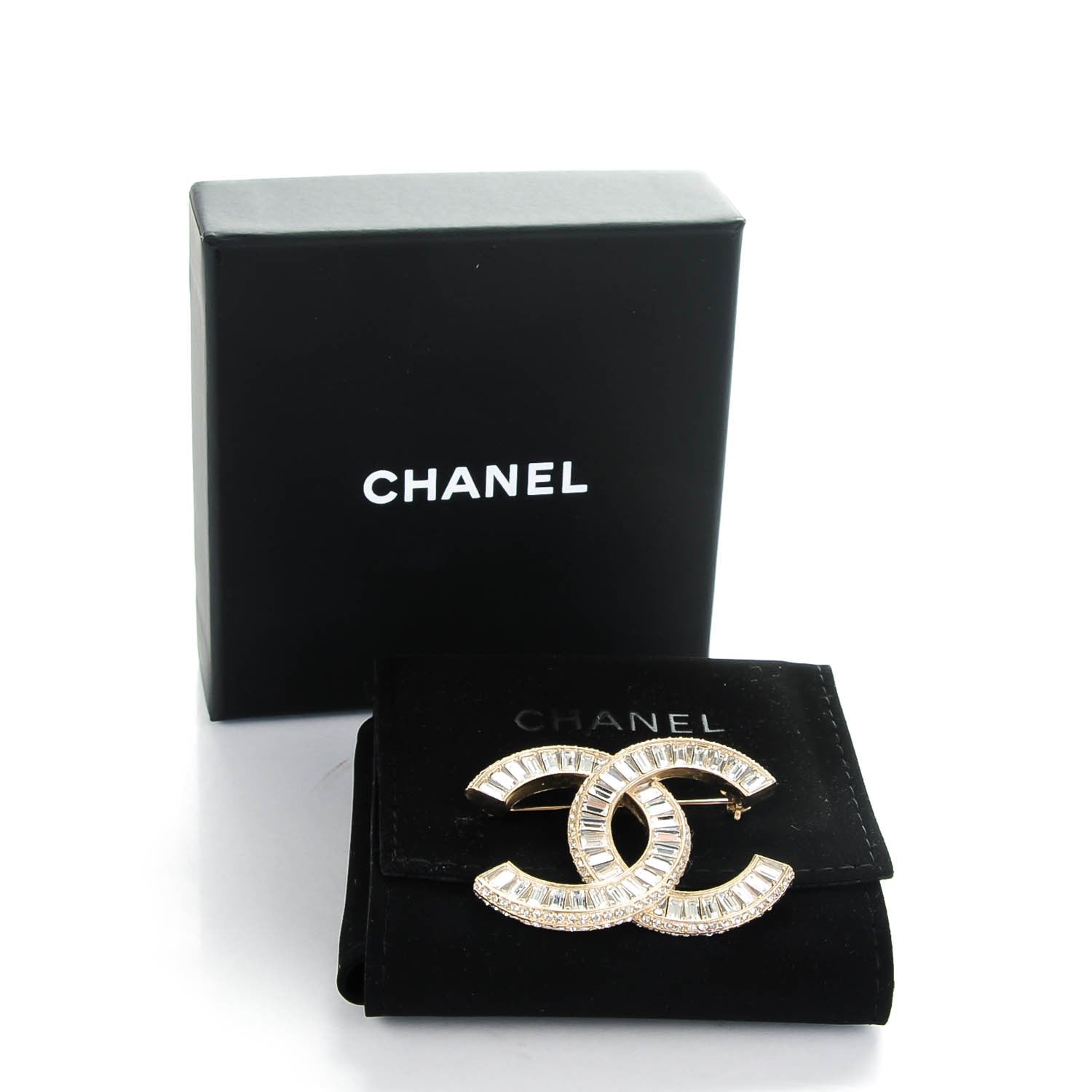 Chanel Baguette Crystal CC Brooch Silver 5 of 5