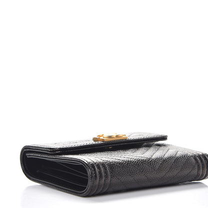 Chanel Caviar Chevron Quilted Boy Compact Wallet Black 4 of 9
