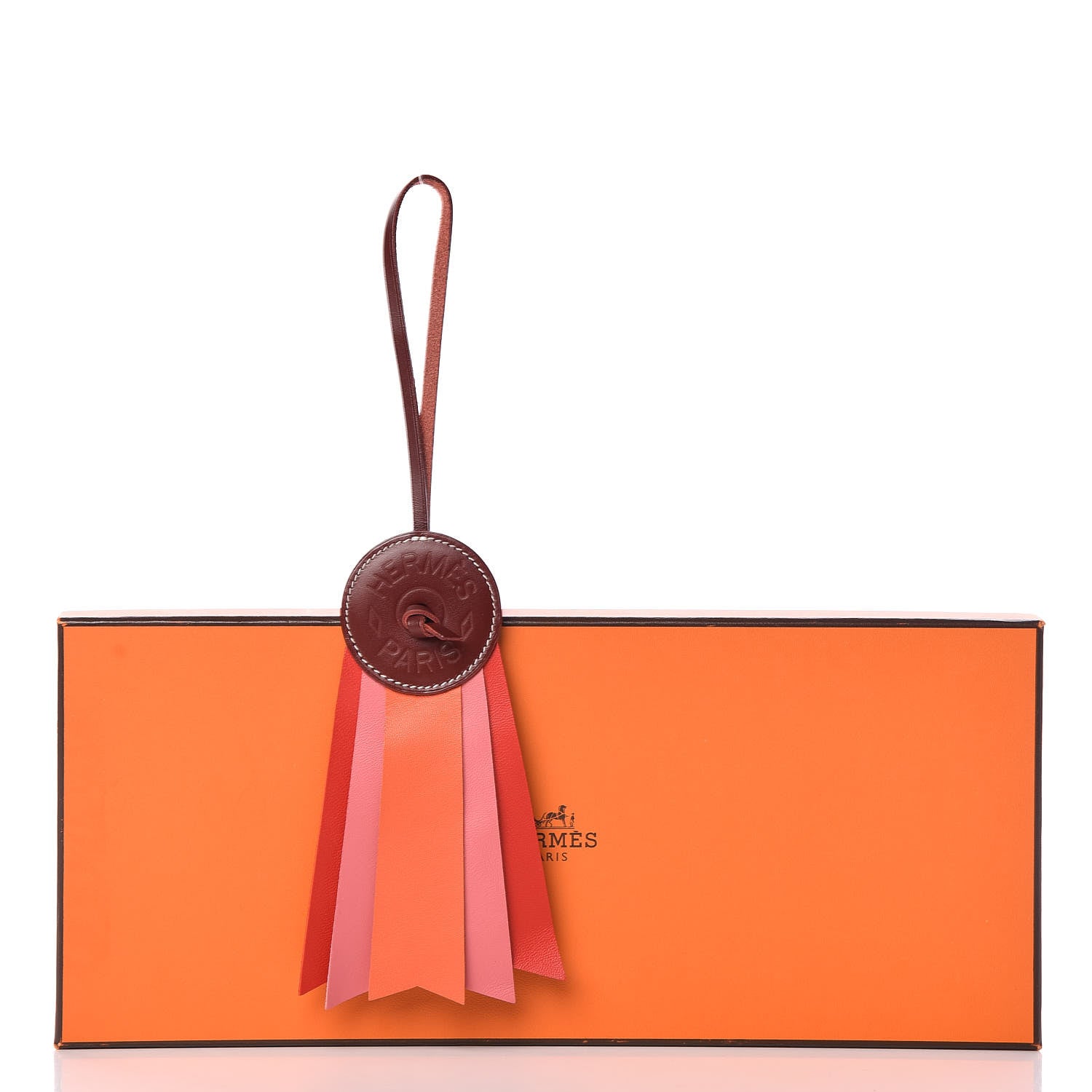 Hermes Vache Hunter Milo Lambskin Paddock Flot Bag Charm Orange Poppy Rose Azalee Red 4 of 4